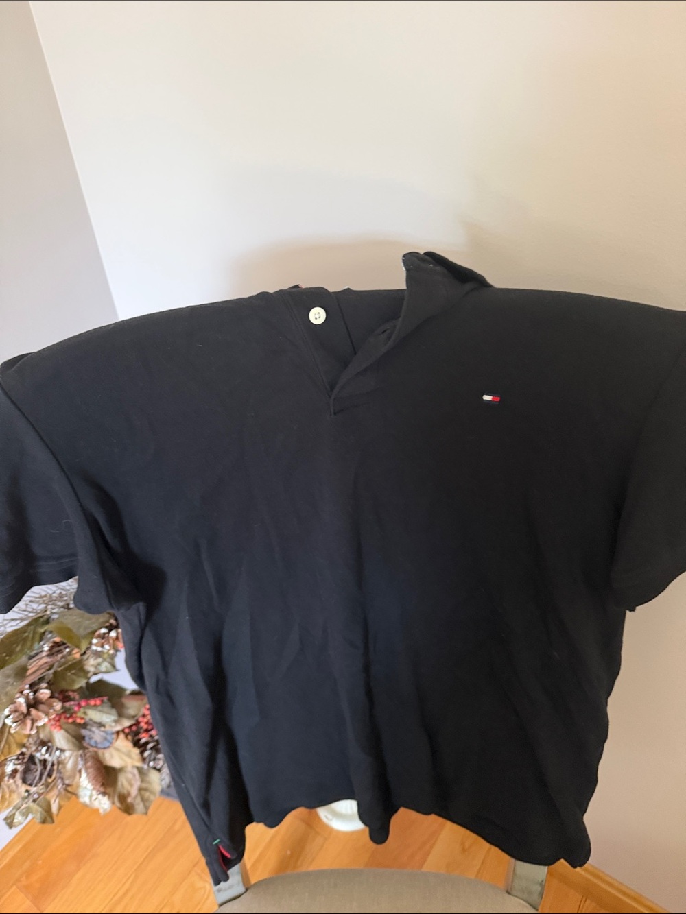 Tommy Hilfiger Black Polo with Small Flag Emblem